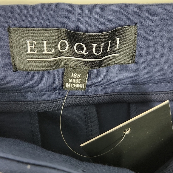 NWT ELOQUII Women's Size 18 Short Navy Blue Ponte Career Stretch Pants - Picture 5 of 8